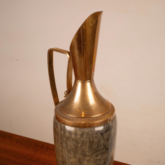 Termo Macabo de pergamino gris y latón Cusano Milanino, Italia 1960 – Carritos de bar, Brass (photo 12 of 18)