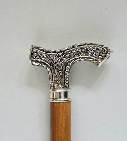 Elegante Italiaanse verzilverde wandelstok – cadeaus, Silver, Wood (photo 2 of 9)