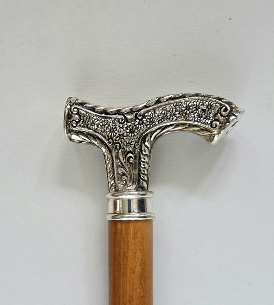 Elegante Italiaanse verzilverde wandelstok – Cadeaus, Silver, Wood (photo 2 of 9)
