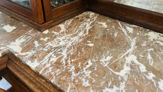 Image 1 of Buffet-/Vitrinenschrank im Art-Deco-Stil mit viel Stauraum, geschliffenem Glas und Spiegel