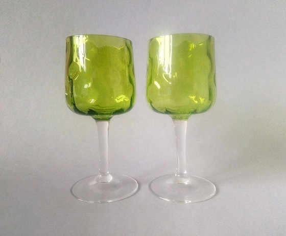 Image 1 of Pair Of Koloman Moser 'Meteor' Jugendstil Wine Glass, Bakalowits 1899