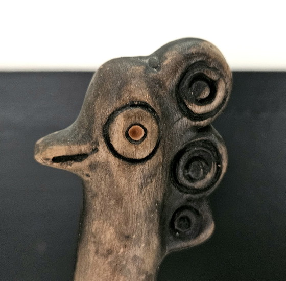 Image 1 of Flauto a forma di gallo Barro Negro messicano, fatto a mano.