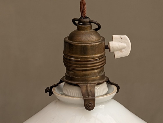 Suspension double années 50, Verre, Textile, Marron (photo 4 sur 12)