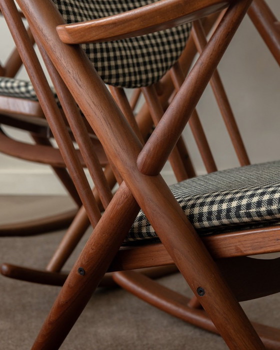 Image 1 of Vintage Deense teakhouten schommelstoelen set van 2 - model 182 van Frank Reenskaug voor Bramin, jaren 1950