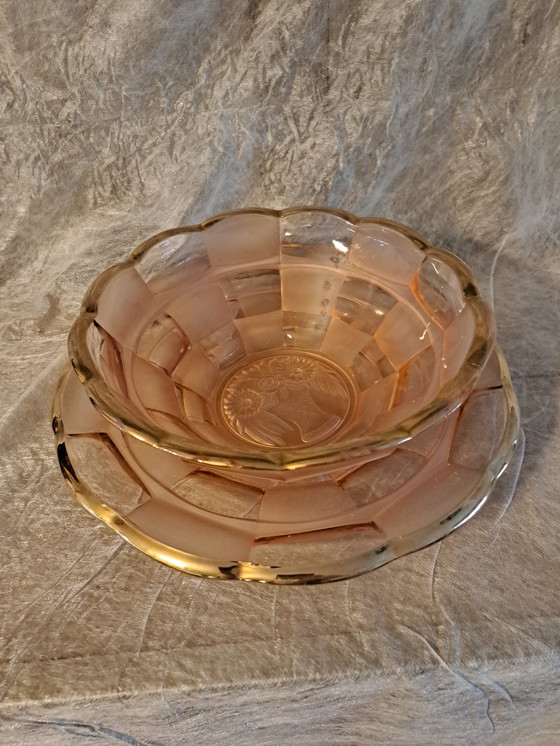 Image 1 of Roze persglas jaren 30 schalen set
