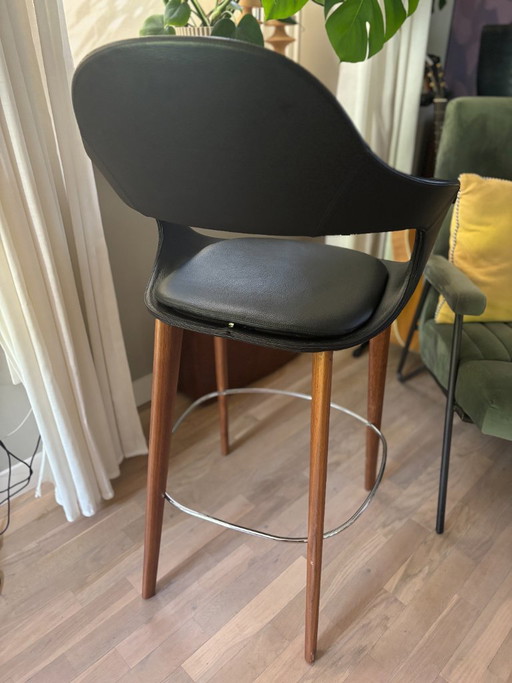 Enrico Pellizzoni Frenchkiss Barhocker – barkrukken, Leather, Wood