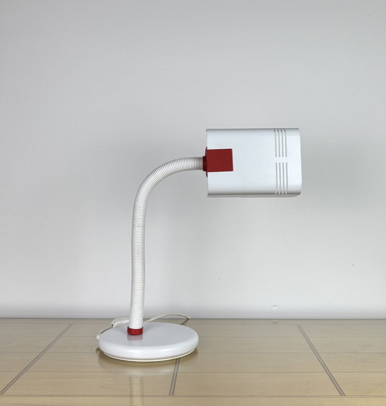 Image 1 of Lampe vintage, années 1970, Targetti Sankey, Italie années 70, Lampe col de cygne réglable blanche, Space Age, Mid Century, Pop 