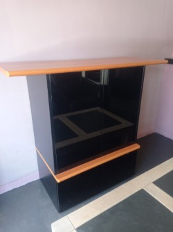 Verardo Cartesio – Complete Italian Design Furniture Set – Black High Gloss/Wood – Sideboard (photo 5 of 13)
