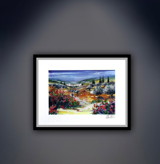 Image 1 of Ella Fort: "L'Arrivée." Hand signed, E.A. color lithograph.