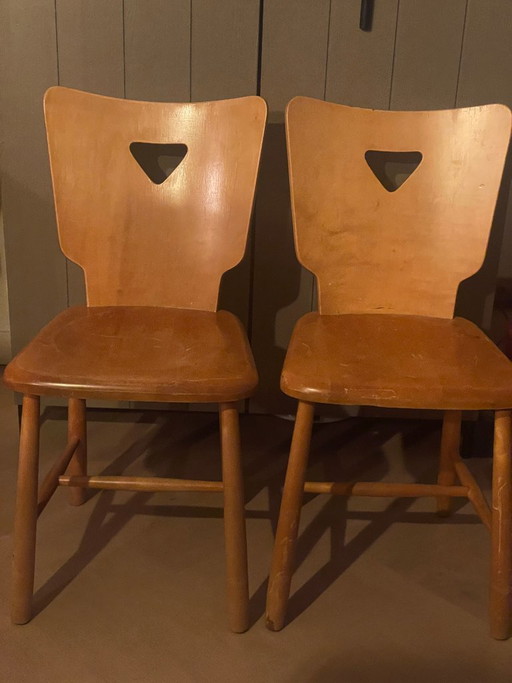 Vintage Esszimmerstühle aus Holz – Skandinavisch – 2er-Set