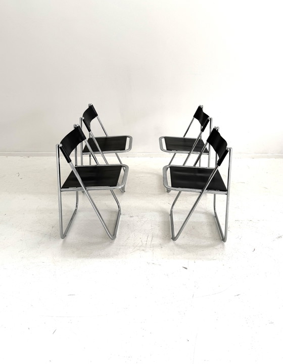 4x Vintage ‘Tamara’ Klapstoel, Arrben Italy ‘80 – Klapstoelen, Chrome, Leather (photo 12 of 13)
