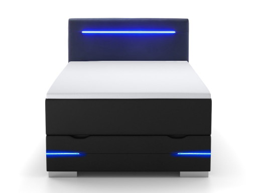 Dallas box spring with LED, USB, topper and storage space 90x200