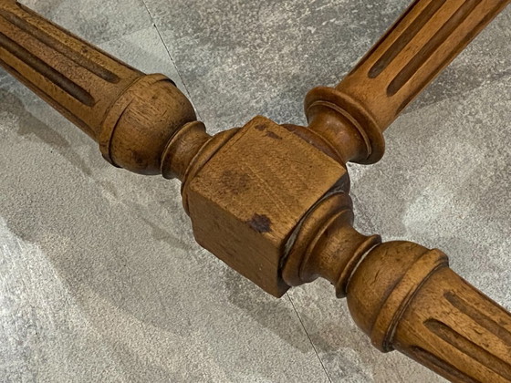 Image 1 of Escritorio con 1 cajón en madera maciza de roble con patas torneadas y talladas, 89x62cm