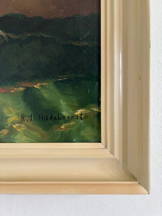 Vintage original floral oil painting with wildflowers in blue vase – Paintings & Drawings, Wood, Canvas (photo 5 of 17)