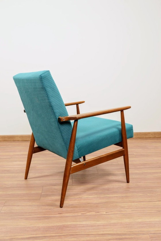 Image 1 of Scandinavian Lounge Chair Mid Century Design Turquoise Vintage Fabric