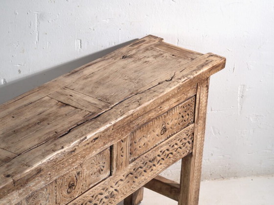 Antique carved console table in elm wood – China, circa 1930 – Iron (photo 12 of 40)
