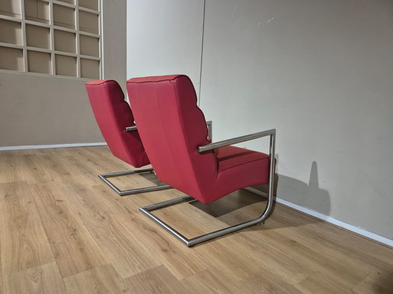 Image 1 of 2x Xooon Luzern - Poltrone - Rosso - Tessuto - Pelle