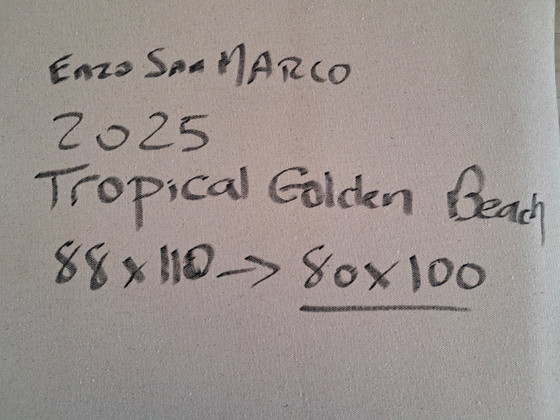 Image 1 of Enzo SAN MARCO - Tropical Golden Beach - Artist canvas 