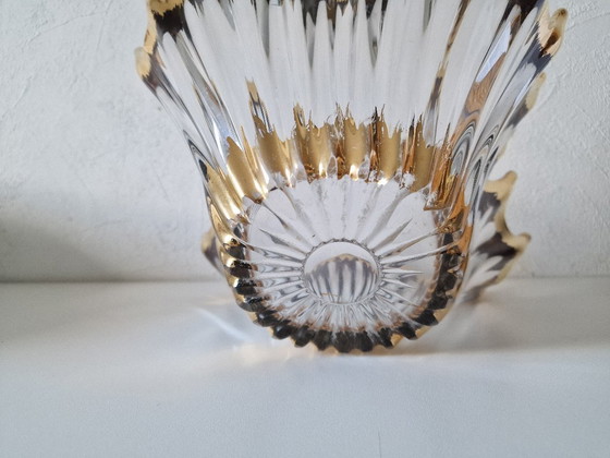 Image 1 of Large vintage crystal bowl by BAYEL with gold tips