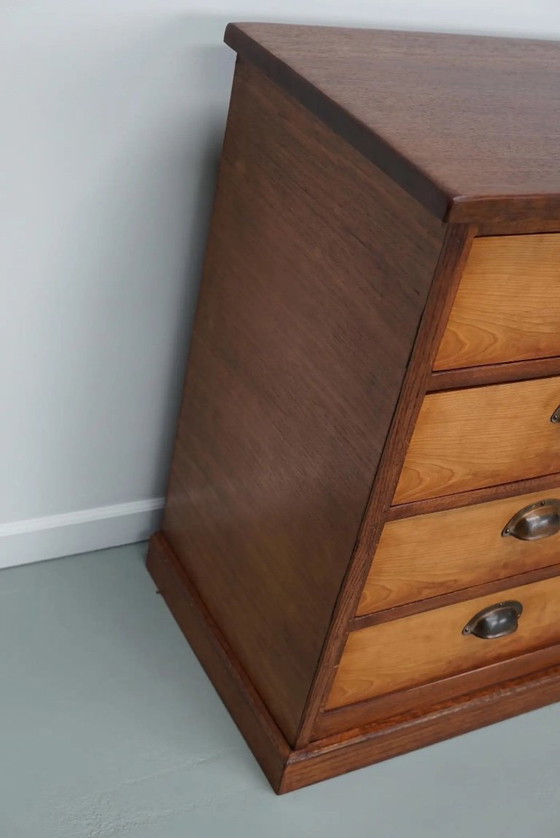 Image 1 of Vintage Nederlandse kersenhouten apothekerskast / archiefkast, jaren 1930