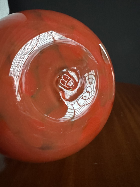 Image 1 of Vintage red and gold Murano glass vase