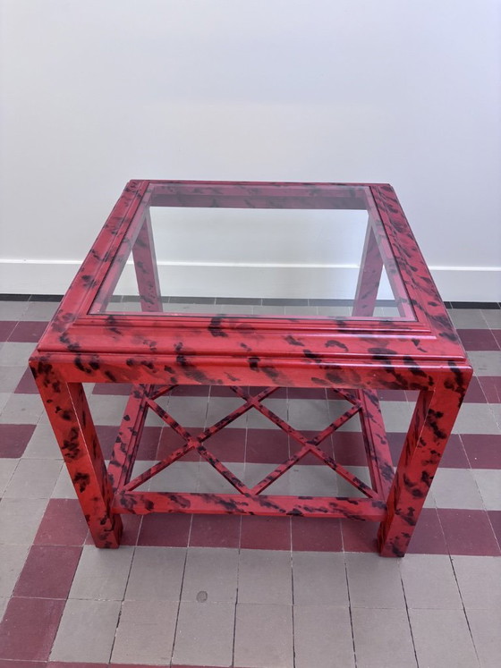 Image 1 of set of 2 Hollywood Regency Chinoiserie - faux Tortoise shell coffee tables