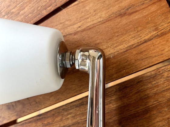 Image 1 of Pair of vintage INDA sconces - chrome & white opaline - Italy, Circa 1970