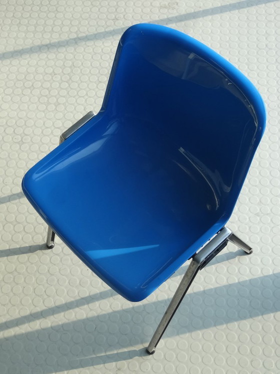 Image 1 of 8x Vintage Design Stoel TECNO Modus SM203 - Origineel Italiaans Design - Blauw
