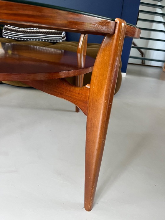 Vintage Round Coffee Table Teak Danish Design Mid-Century Modern – Glass, Wood (photo 3 of 9)