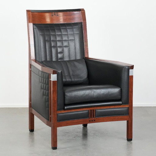 Schuitema Art Deco design fauteuil met zwart leer uit de Decoforma serie