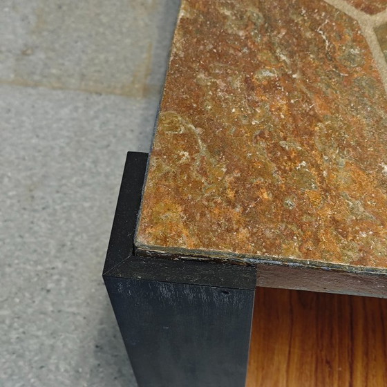 Image 1 of Vintage Brutalist slate living room / side table