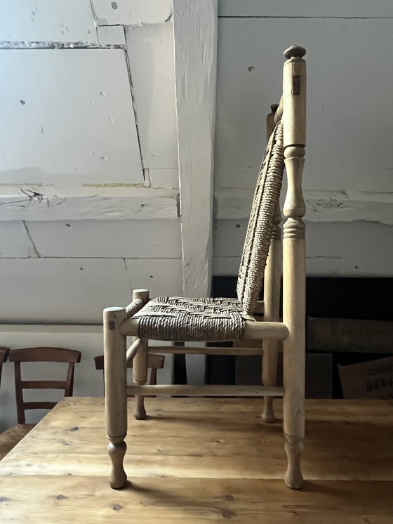 Image 1 of 6 Stühle aus Holz und Seil, die Adrien Audoux und Frida Minet zugeschrieben werden
