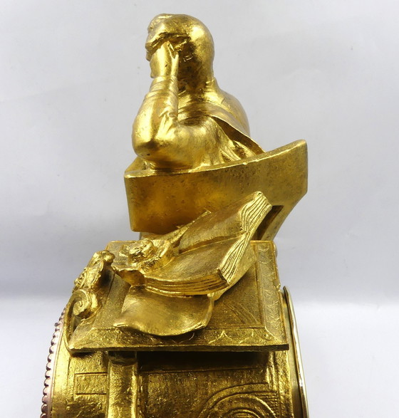 Image 1 of Orologio da mantello a pendolo francese vintage antico 1850-1900 Medaille de Bronze