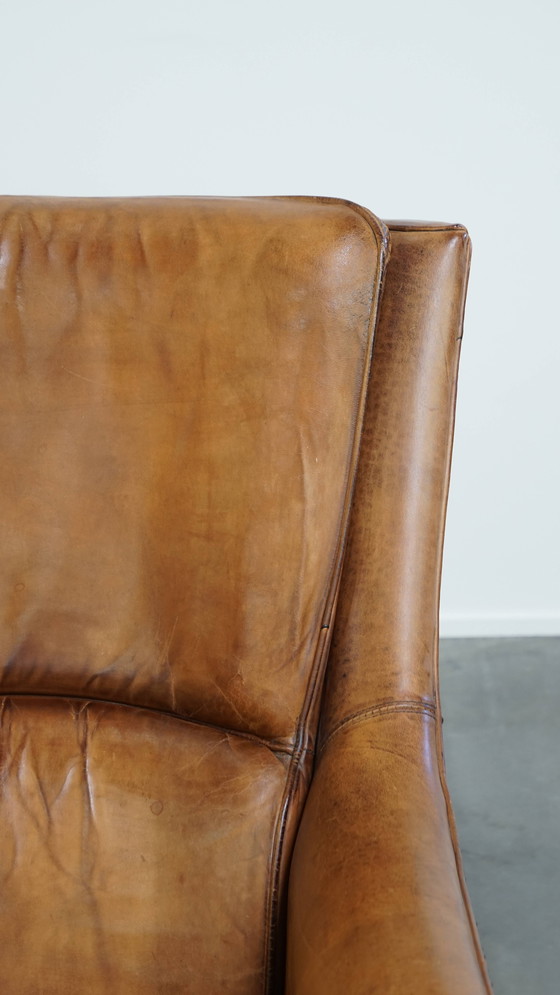 Image 1 of Vintage Fauteuil Gemaakt van Schapenleer