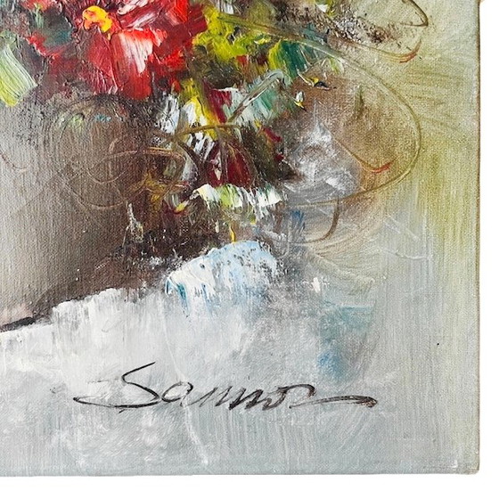 Image 1 of Vintage XL flower painting oil painting Eddy Samson