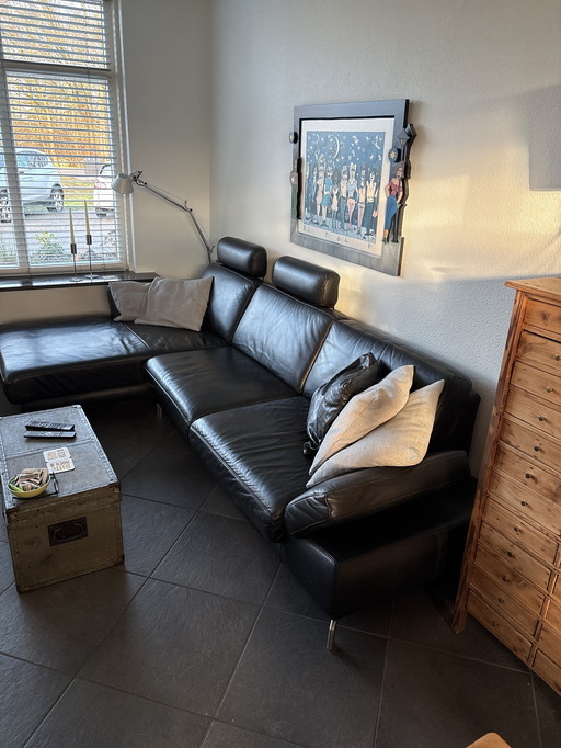 Hoek Bank Henders&Hazel Chaise longue en cuir avec deux pieds de lit 