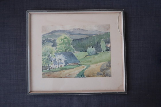 Image 1 of Acuarela antigua firmada por Behrendt, 1923 - Enmarcada (2C08)