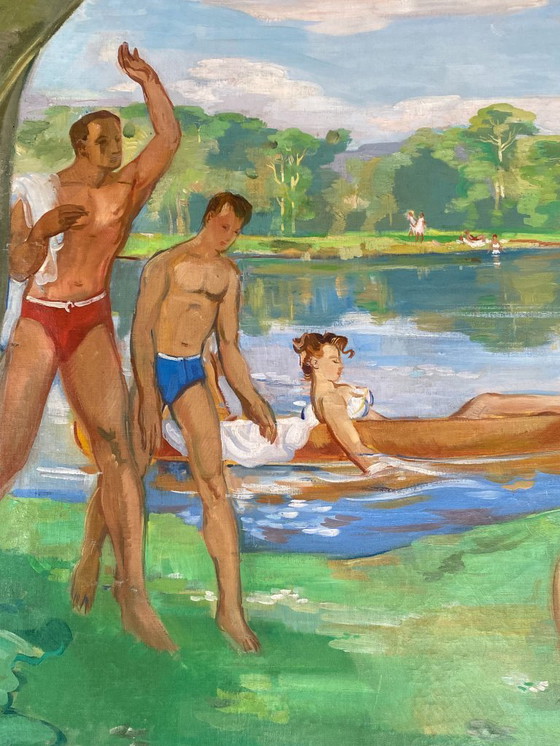 Image 1 of Paul Girol, Gran óleo sobre lienzo, 1955