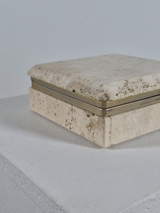 Boîte vintage artisanale en travertin, Italie, années 1970 – Bols, Stone, Brass (photo 10 of 12)