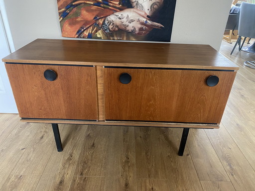 Meuble TV vintage en teck, buffet, console basse, années soixante