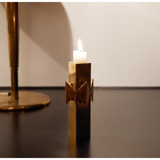 Image 1 of Vintage brass "Rosett" candlestick by Pierre Forsell for Skultuna, 1950