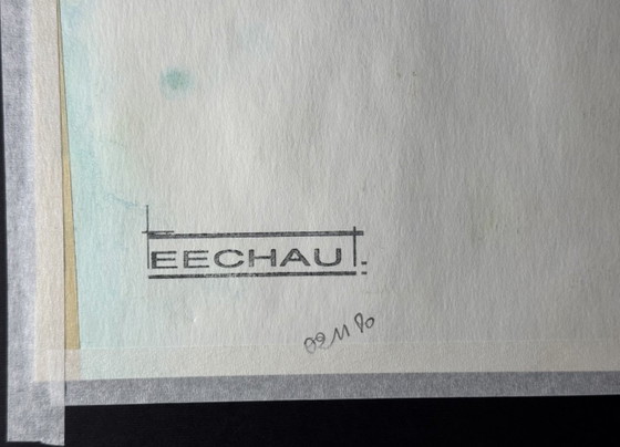Eugène Eechaut (1928-2019) - Watercolor on Paper, Hand Signed, Dated and Framed – Paintings & Drawings, Glass (photo 5 of 15)
