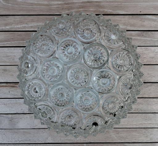 Massive 1970 "S" Flower glass ceiling lamp