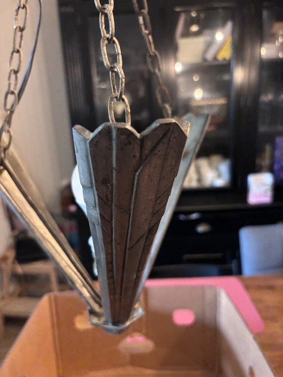 Lampada a sospensione Noverdy Art Déco in vetro e metallo, Lampade a sospensione, Trasparente, Art Deco (foto 9 di 11)