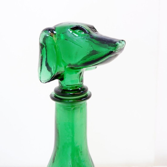 Image 1 of Jarra de cristal verde Empoli con forma de perro salchicha – Italia, década de 1960