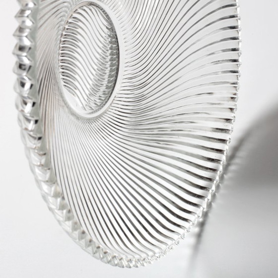 Image 1 of Ciotola vintage in vetro trasparente a coste / Elegante piatto pesante di Veropa / Francia / anni '70