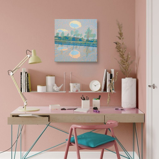 Quadro "Piccola Nuvola", pezzo unico dipinto a mano, natura, paesaggio, cielo, pittura acrilica 40x40 cm