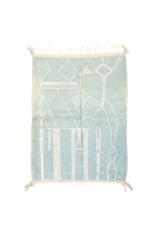 Luxuriöser marokkanischer Beni-Ourain-Teppich aus edler Wolle – Handgeknüpfter geometrischer marokkanischer Teppich