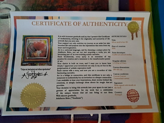 Image 1 of YOUTHONE - All you need is love - Toile d'artiste