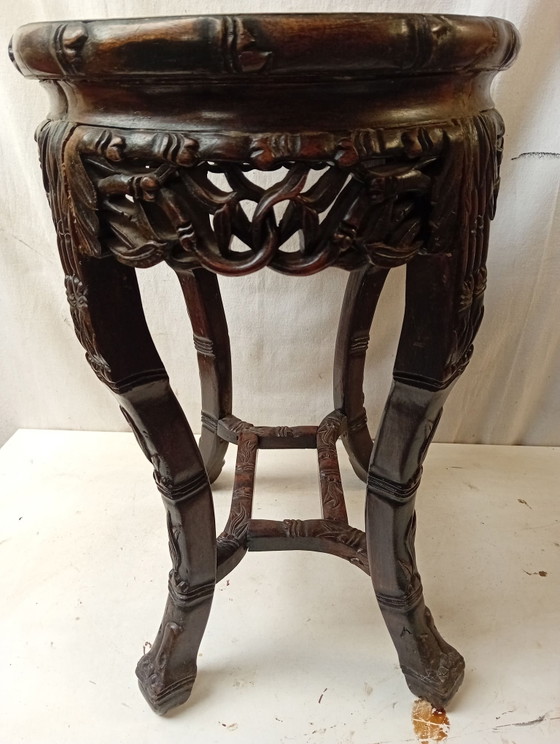 Antique Chinese Plant Stand – Plant table, Marble, Wood (photo 7 of 13)